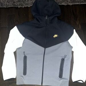 Nike Tech Hoodie Rare colour **TriColour** Black Grey White Mens size:L Full Zip